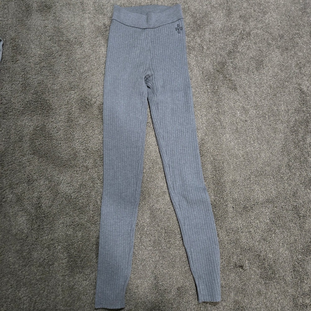 October's Very Own OVO Ribbed‎ Knit Leggings Women's Gray Athleisure Drake